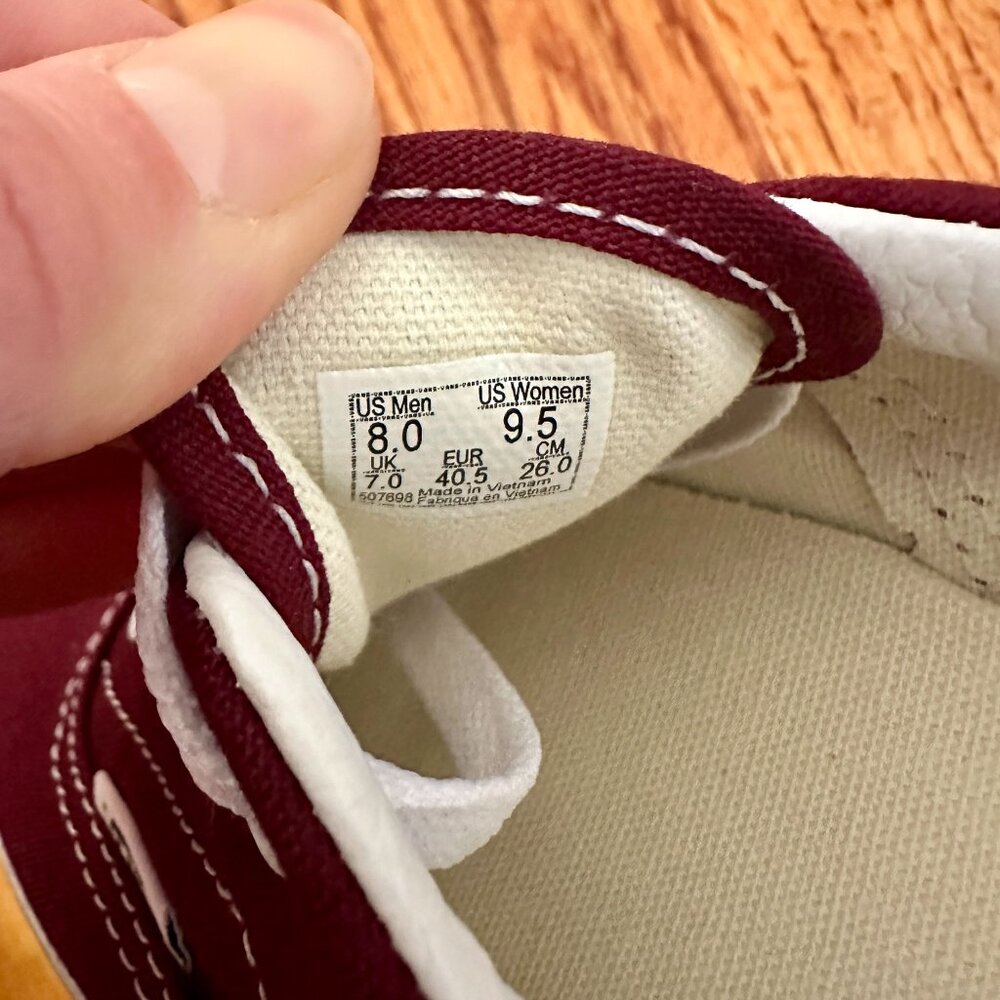 Vans Authentic Shoe Burgundy Size 9.5W/8M - Picture 7 of 7